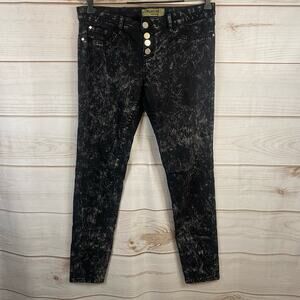 TwelveK New York Black Acid Wash Button Fly Skinny Jeans Size Large